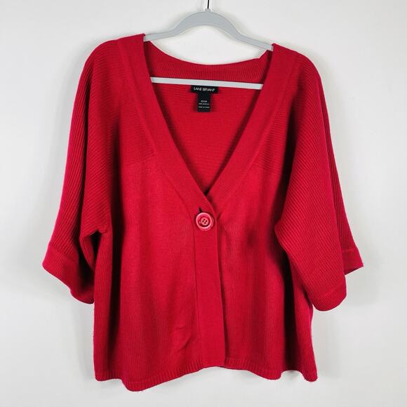 Lane Bryant Plus Size 22 24 Soft Cropped One Button Cardigan Sweater Red - Picture 1 of 4